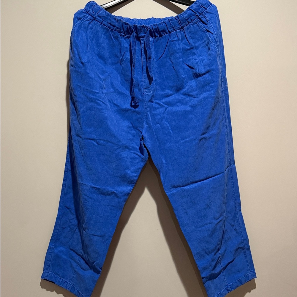 Zara The Weekend Pant Linen Blend XL, drawstring waist, cropped